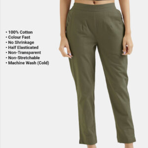 Green-Full Olive Green Everyday Cotton Pants