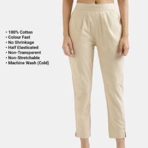 Beige-Full Beige Everyday Cotton Pants