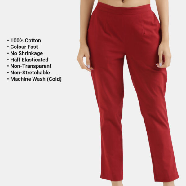Maroon-Full Maroon Everyday Cotton Pants